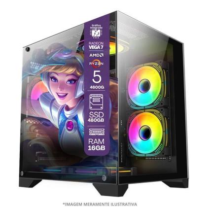 Imagem de PC Gamer AMD Ryzen 5 4600G, 16GB RAM, Placa de video Radeon Vega 7, SSD 480GB, Fonte 550W Kit Gamer Completo