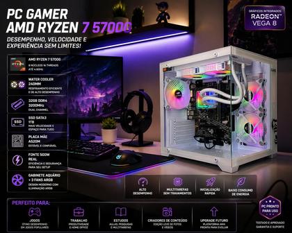 Imagem de Pc Gamer AMD Ryzen 7 5700g A520 32gb Ddr4 Ssd 1tb Aquario Branco