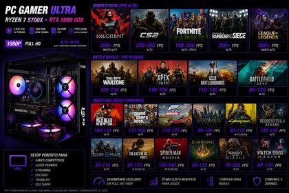 Imagem de Pc Gamer Amd Ryzen 7 5700x 16gb Rtx 5060 8gb Ssd Nvme 1tb