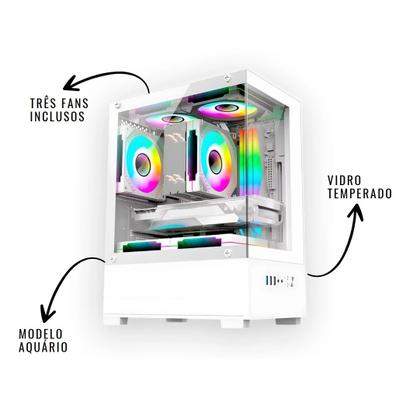 Imagem de PC Gamer Branco White Alligator Shop AMD Ryzen 3 3200G, Memoria RAM 16GB DDR4, SSD 480GB, Placa de Video 2GB