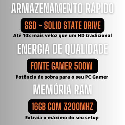 Imagem de PC Gamer Completo AMD Ryzen 5 5600G, Gráficos Radeon VEGA 7, 16GB DDR4, SSD 512GB, Fonte 500W, Monitor 24" 75Hz, 3green Force - 3F-018