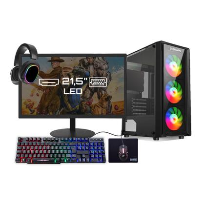 Imagem de Pc Gamer Completo BluePC Amd Ryzen 5 5600gt 8GB DDR4 SSD 480GB Vega 7 Monitor 21" - Kit Gamer Teclado Mouse Headset