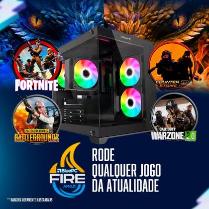 Imagem de PC Gamer Completo BluePC FIRE - AMD Ryzen 5 5600GT, 32GB DDR4, Radeon VEGA, SSD 512GB, Fonte 500W, Monitor 20" 75Hz - PG2E-1043FI