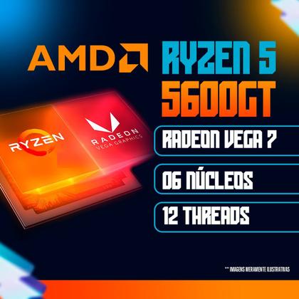 Imagem de PC Gamer Completo BluePC FIRE - AMD Ryzen 5 5600GT, 32GB DDR4, Radeon VEGA, SSD 512GB, Fonte 500W, Monitor 20" 75Hz - PG2E-1043FI