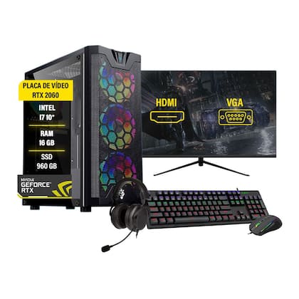 Pc gamer Completo I7 10 RTX 2060 16GB SSD 960GB Monitor 27' - AMORIM SHOP