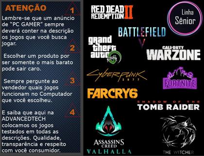 Imagem de PC Gamer Completo Intel Core i5 6Geração RAM DDR4 16GB SSD 480GB RTX 3050 6GB - ADVANCEDTECH