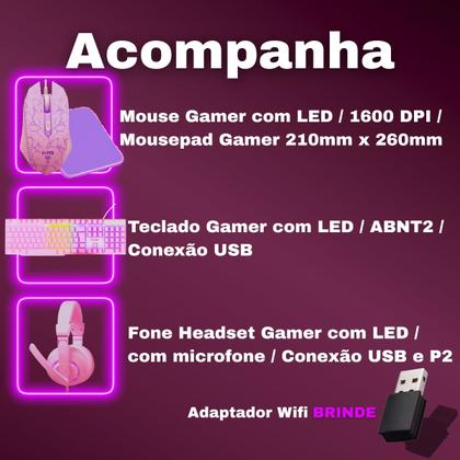 Imagem de Pc Gamer Kit Computador Rosa Combo Completo Intel Core I5 16gb Ssd 120gb Placa De Video 2gb