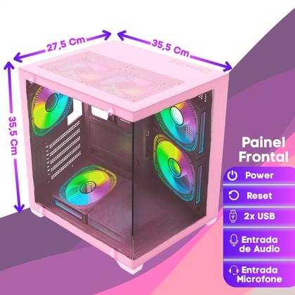 Imagem de Pc Gamer Kit Computador Rosa Combo Completo Intel Core I5 16gb Ssd 120gb Placa De Video 2gb