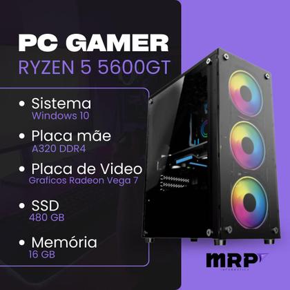 Imagem de PC Gamer MRP Informática Completo Processador AMD Ryzen 5 5600gt Memória 16gb SSD 480gb Fonte 500W Windows 10 Monitor 19