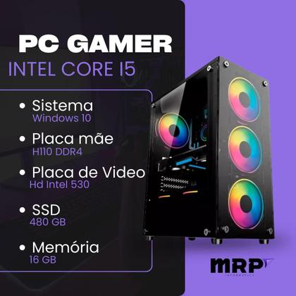 Imagem de PC Gamer MRP Informática Completo Processador Intel Core I5 6ª Geração 16gb SSD 480gb Fonte 500W Windows 10 Monitor 19 LED
