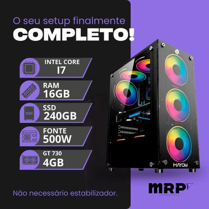 Imagem de PC Gamer MRP Informática Processador Intel Core I7 3.40GHz Memória 16gb SSD 240gb Placa de Vídeo GT 730 4gb Fonte 500W Windows 10
