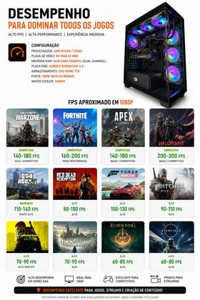Imagem de Pc Gamer Ryzen 7 5700x, 16gb Ddr4, Ssd Nvme 1tb, Rx 9060 8gb - 1 Tb - 16 Gb - Amd Rx 9060 Xt 8gb
