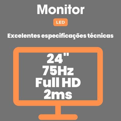 Imagem de PC Gamer Skill Winner, AMD Ryzen 7 5700G, 16GB DDR4, SSD 1TB, Gráficos Radeon VEGA, Fonte 500W, Monitor 24" LED, Kit Gamer completo - GSW-24014