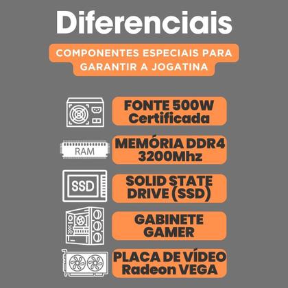 Imagem de PC Gamer Skill Winner, AMD Ryzen 7 5700G, 16GB DDR4, SSD 1TB, Gráficos Radeon VEGA, Fonte 500W, Monitor 24" LED, Kit Gamer completo - GSW-24014