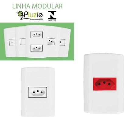 Imagem de Pct 04 Conjunto Modular de Embutir 4x2 2 Tomada Vermelha 20a