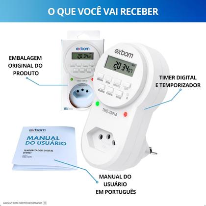Imagem de Pct 04 Timer Digital Elétrico De Tomada Temporizador Bivolt
