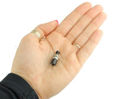 Imagem de Pct 05 Chave Push Preta NA ON OFF 2t Liga Desliga 21x08mm