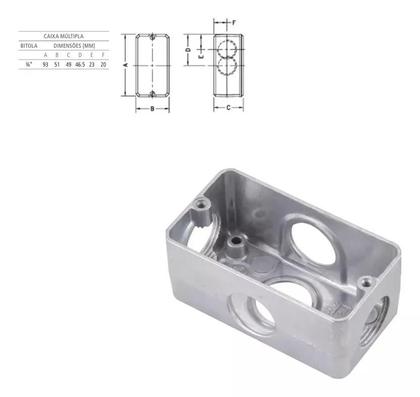 Imagem de Pct 05 Condulete Derivação Alumínio 3/4 Seção Caixa Multi X
