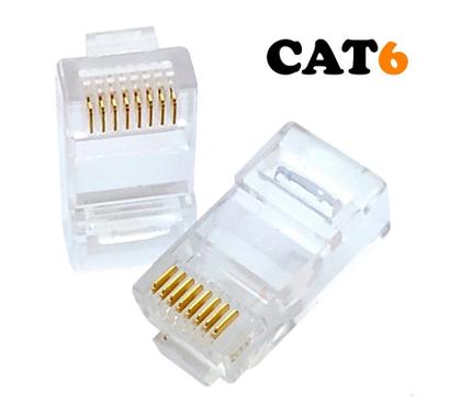 Imagem de Pct 100 Conector Modular Rj45 CAT6 Para Cabo De Rede 8 Vias