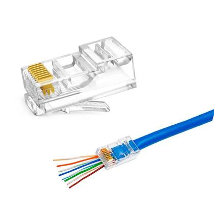 Imagem de Pct 20 Conector Modular Rj45 CAT6 Para Cabo De Rede 8 Vias
