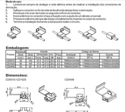 Imagem de Pct 30 Terminal Conector Derivação Emenda Cabo 1,5 2,5 4 6mm