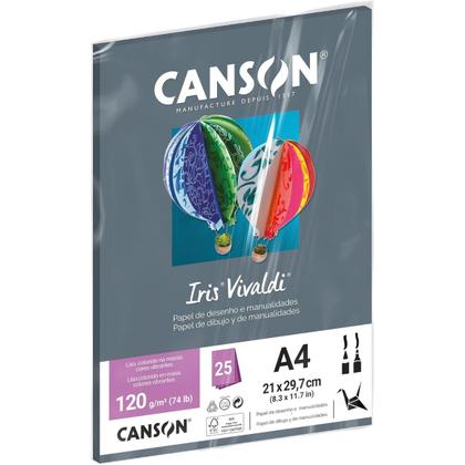 Imagem de Pct papel iris vivaldi 25fls a4 120gr canson escolha a cor