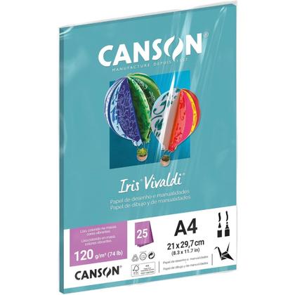 Imagem de Pct papel iris vivaldi 25fls a4 120gr canson escolha a cor
