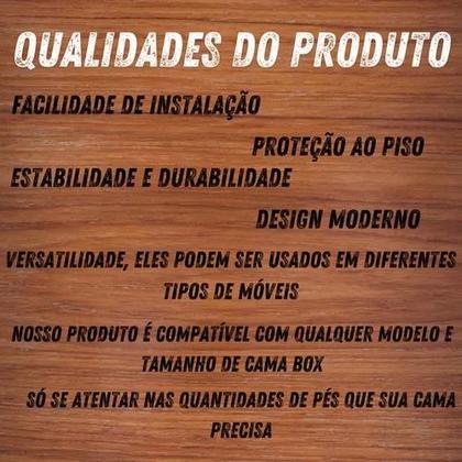 Imagem de Pé Cama Box 15 Cm Em Madeira C/ 7 Pés Fixos Cor Preta