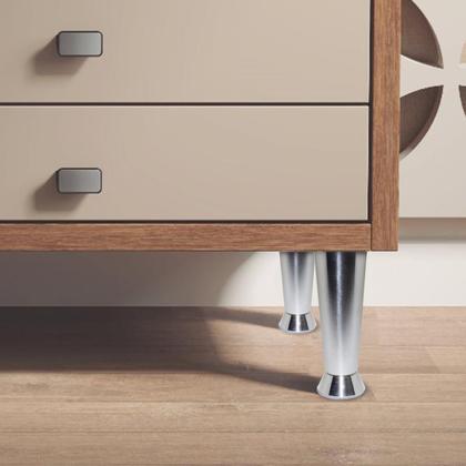 Imagem de Pé Cônico de Alumínio Polido de 13 Cm Com Regulagem Para Armário Mk