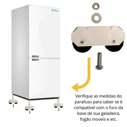 Imagem de Pé para Fogão Geladeira Branco Chapa Aço e Rodinhas Fortes
