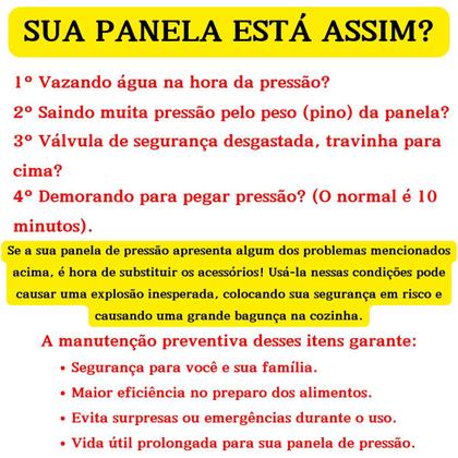 Imagem de Peças de Reposição para Panela de Pressão Rochedo Turbo/Smart 3 a 4,5 Litros Borracha,Peso e Válvula