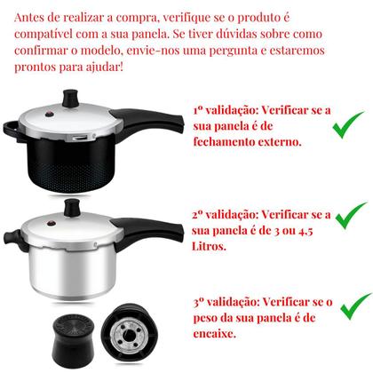 Imagem de Peças De Reposição Válvula De Segurança E Borracha Para Panela De Pressão Rochedo Turbo Top 4,5 Lts