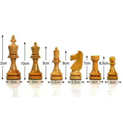 Imagem de Peças de Xadrez em Madeira Nobre Chumbadas com Rei 12cm Cód. 833