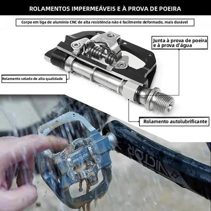 Imagem de Pedais de Bicicleta MTB Dupla Função Bucklos - Plataforma e SPD