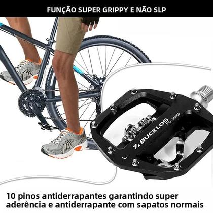 Imagem de Pedais de Bicicleta MTB Dupla Função Bucklos - Plataforma e SPD