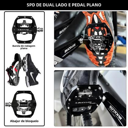 Imagem de Pedais de Bicicleta MTB Dupla Função Bucklos - Plataforma e SPD