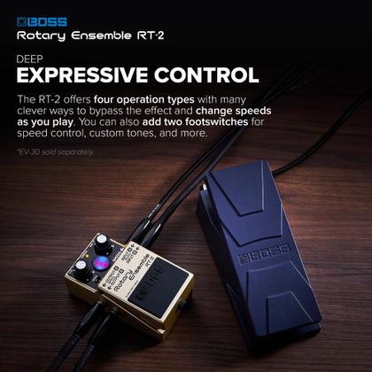 Pedal de conjunto rotativo BOSS RT-2 Compact com 3 modos - Caixa