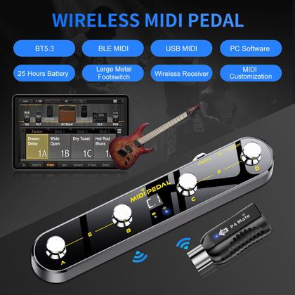 Imagem de Pedal de controle de pé MIDI sem fio Lefiko com Mate MIDI