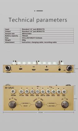 Imagem de Pedal De Efeito M-vave Cube-baby Ac Creme Acústica Violão