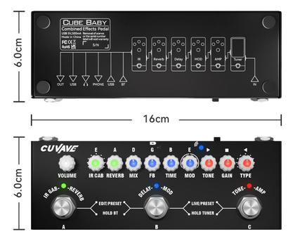Imagem de Pedal De Efeito M-vave Cube Baby Preto Multifuncional