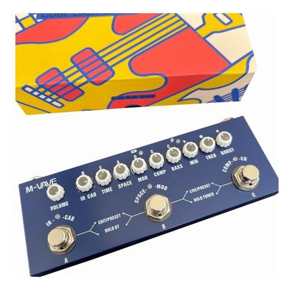 Imagem de Pedal De Efeitos Contra Baixo Portátil Multi Efeitos Simulação IR M-Vave Recarregável Azul