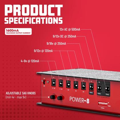 Imagem de Pedal de efeitos de guitarra Power Gator Cases GTR-PWR-8 1600mA