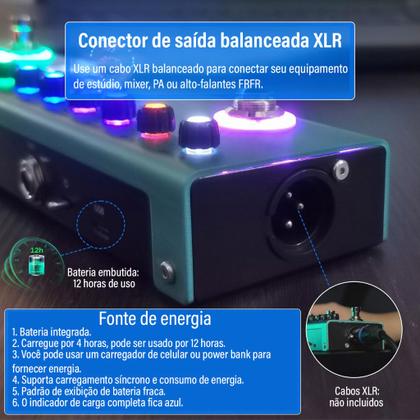 Imagem de Pedal De Guitarra Baixo M-Vave Tank G Tank B Recarregável Pedaleira Cuvave Efeito Modulação, Delay e Reverb 