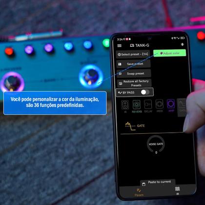 Imagem de Pedal De Guitarra Baixo M-Vave Tank G Tank B Recarregável Pedaleira Cuvave Efeito Modulação, Delay e Reverb 