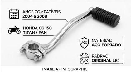 Imagem de Pedal De Partida Honda Cg 150 Titan Fan 2004 A 2008 Lbj Cromado