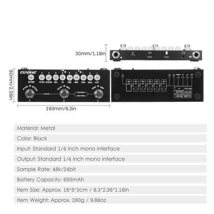 Imagem de Pedal Guitarra Elétrica Portátil C/ Efeito Chorus, Phase Shift, Delay, Reverb e IR Cuvave