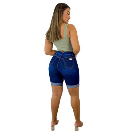 Imagem de Pedal Jeans Feminino Com lycra Lavagem Escura 
