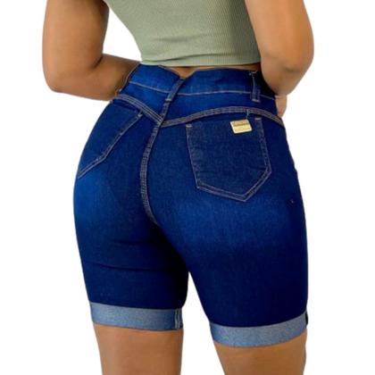 Imagem de Pedal Jeans Feminino Com lycra Lavagem Escura 