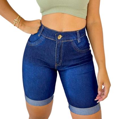 Imagem de Pedal Jeans Feminino Com lycra Lavagem Escura 
