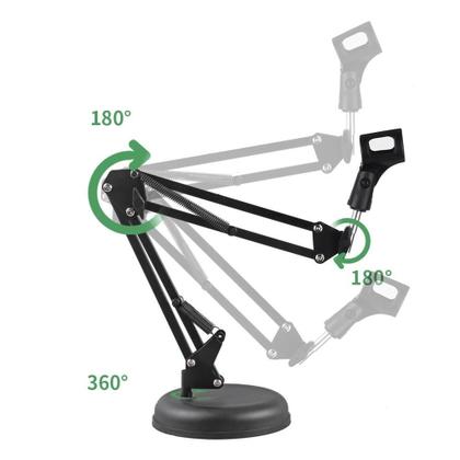 Imagem de Pedestal Articulado C/Base Redonda E Shockmount P/Microfone